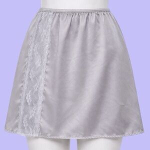 1990s Vintage Grey Lace Lingerie Slip Skirt